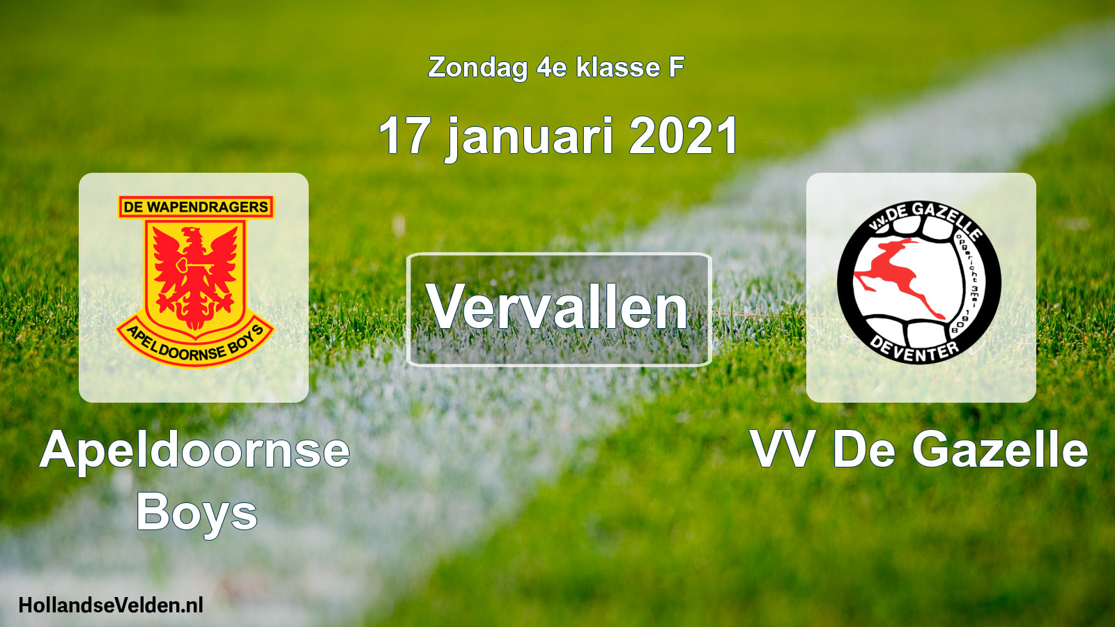 Scheduled Match: Apeldoornse Boys - VV De Gazelle (17 January 2021)