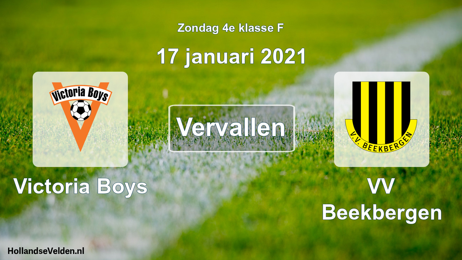 Scheduled Match: Victoria Boys - VV Beekbergen (17 January 2021)