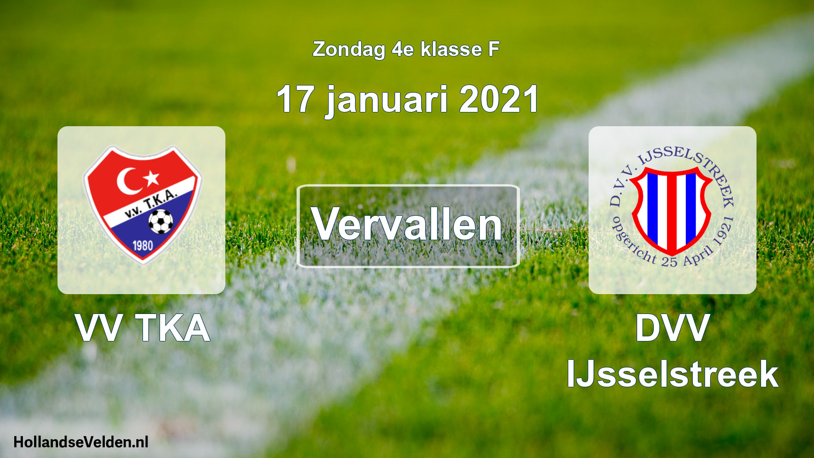 Scheduled Match: VV TKA - DVV IJsselstreek (17 January 2021)