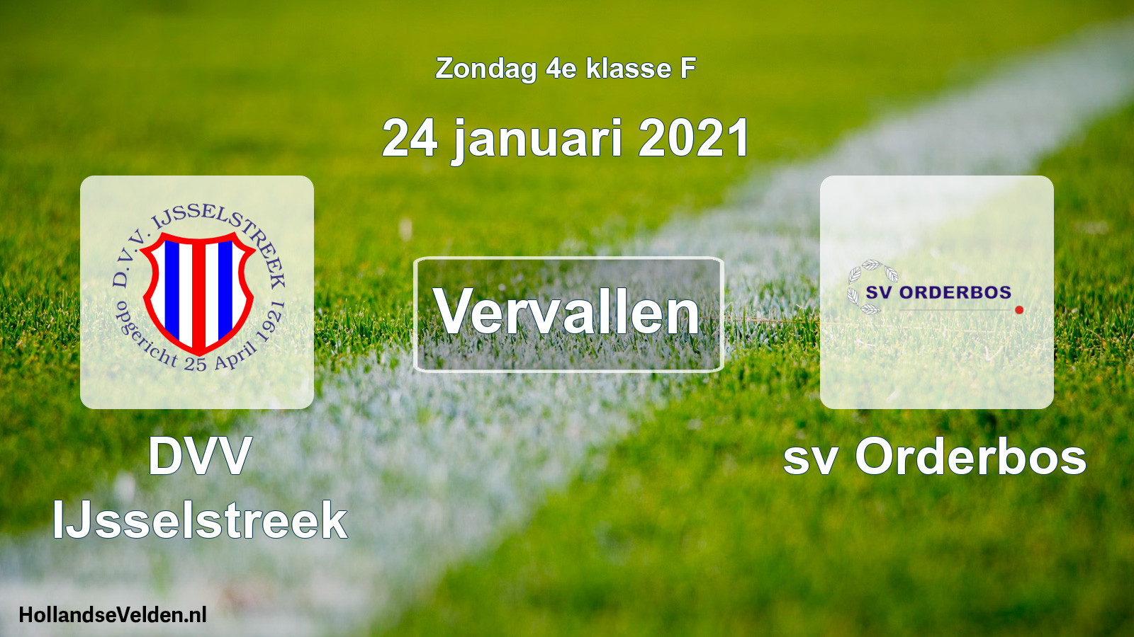 Scheduled Match: DVV IJsselstreek - sv Orderbos (24 January 2021)
