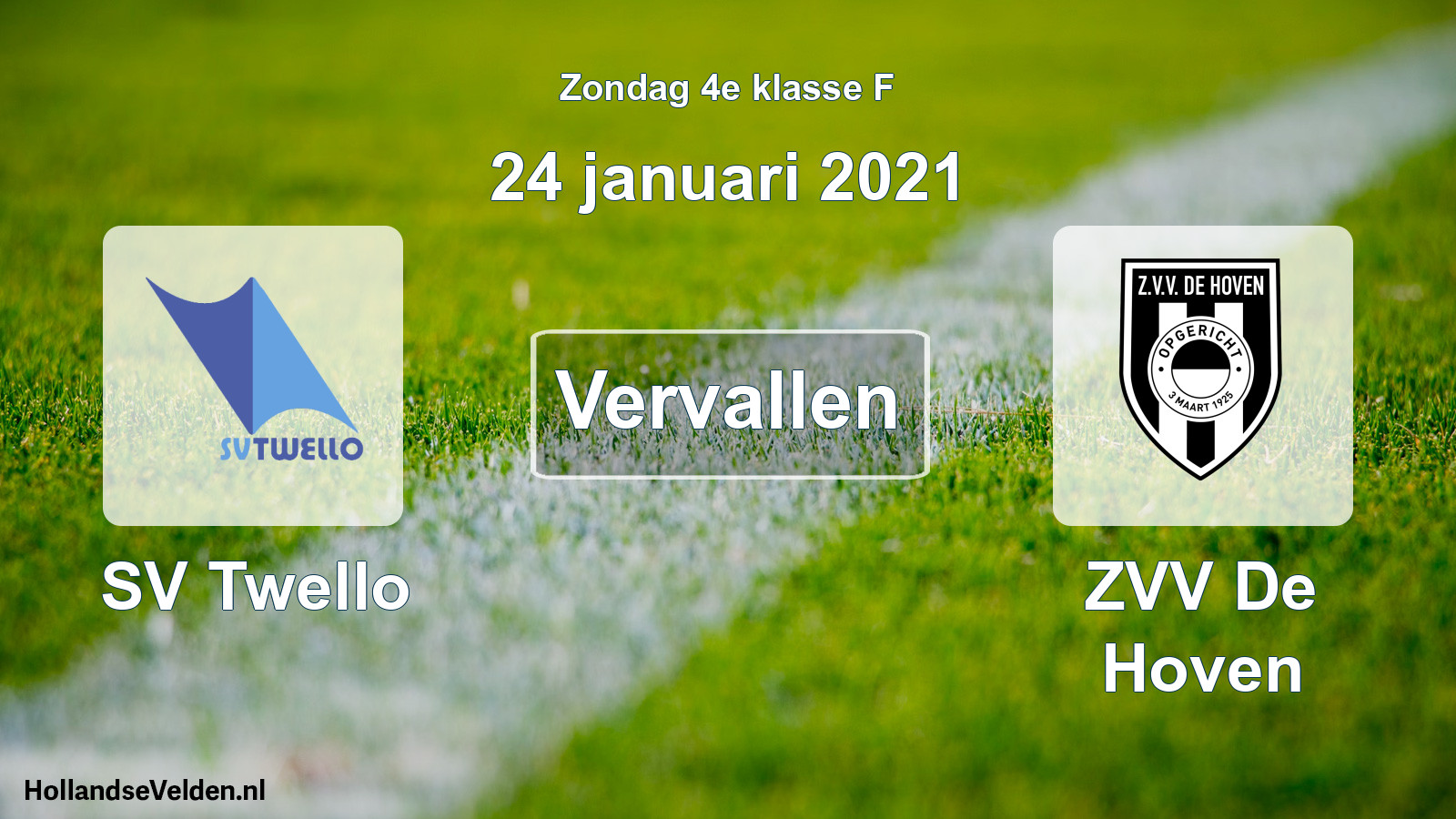 Scheduled Match: SV Twello - ZVV De Hoven (24 January 2021)