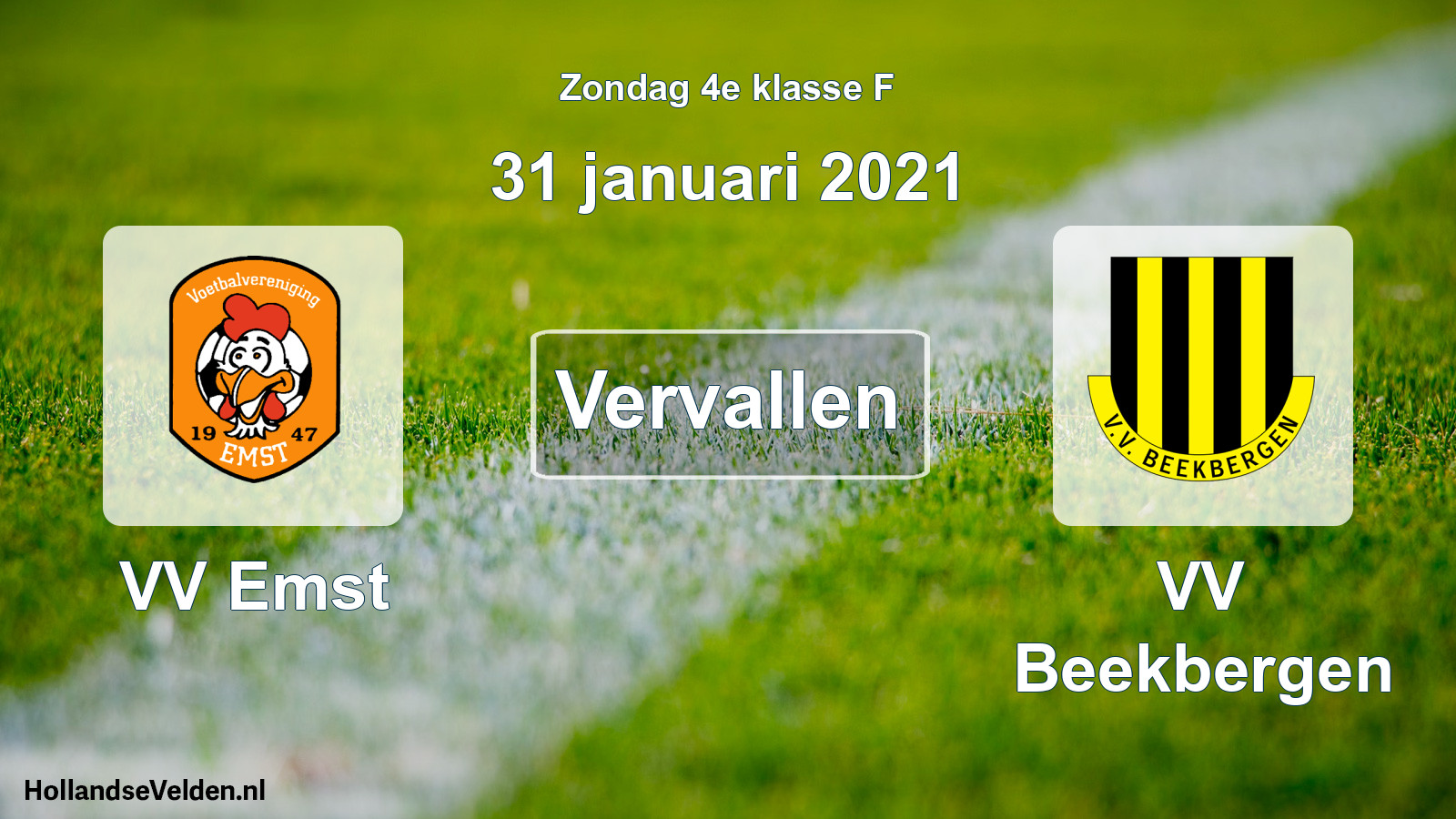 Scheduled Match: VV Emst - VV Beekbergen (31 January 2021)