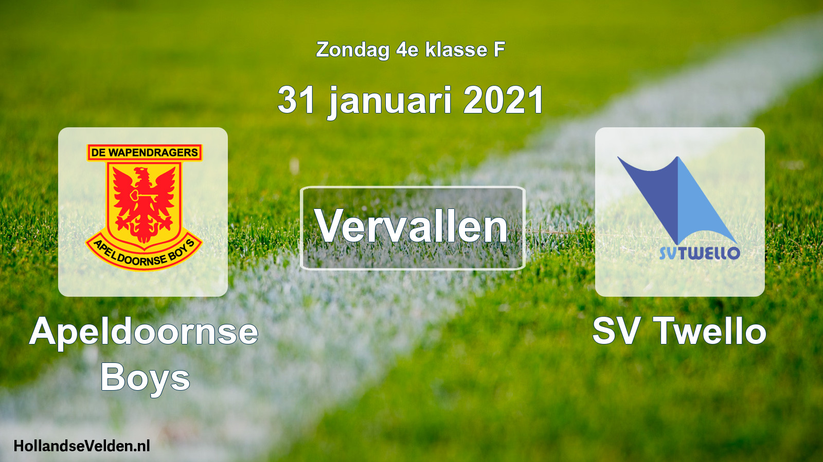 Scheduled Match: Apeldoornse Boys - SV Twello (31 January 2021)