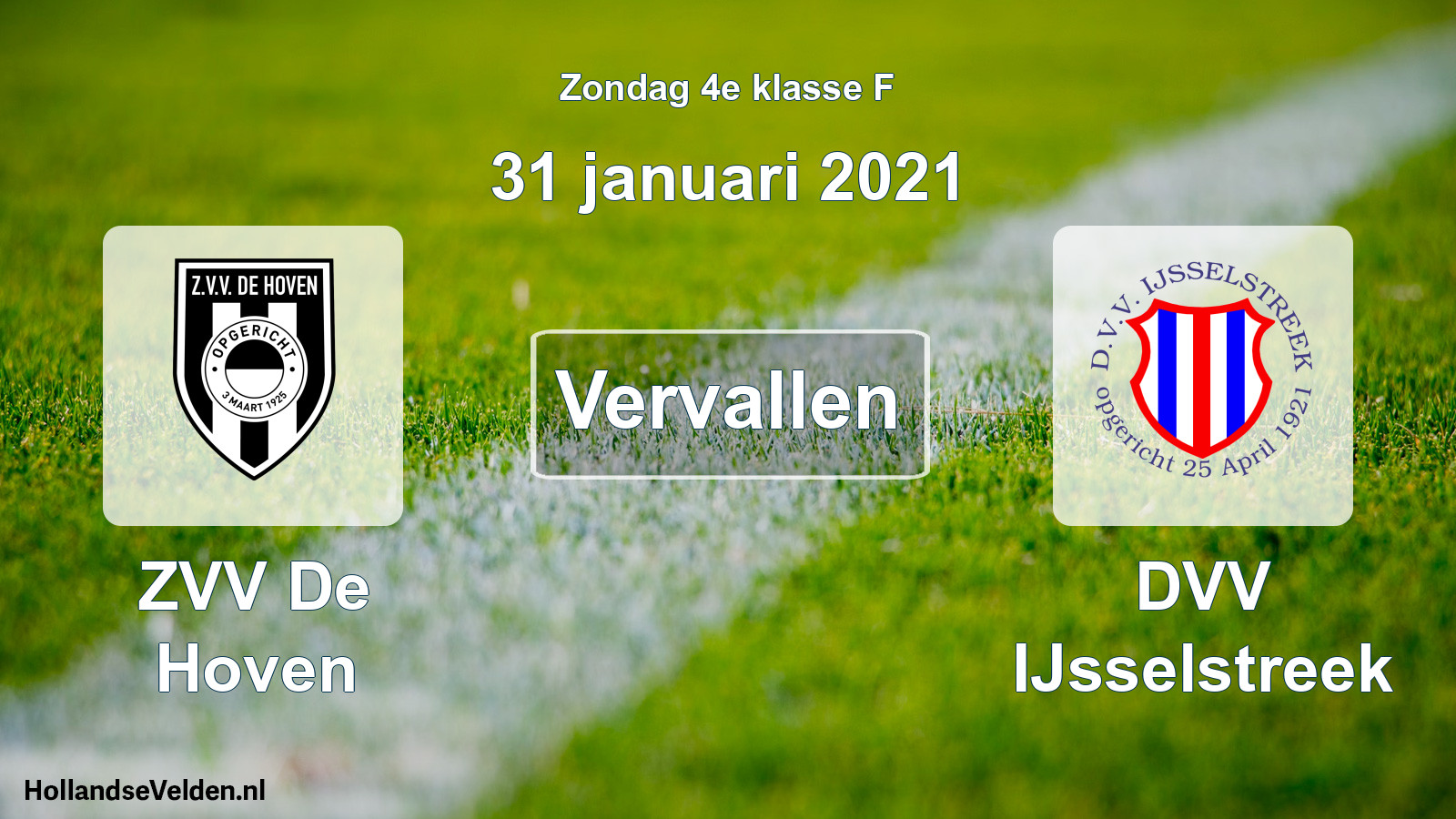 Scheduled Match: ZVV De Hoven - DVV IJsselstreek (31 January 2021)