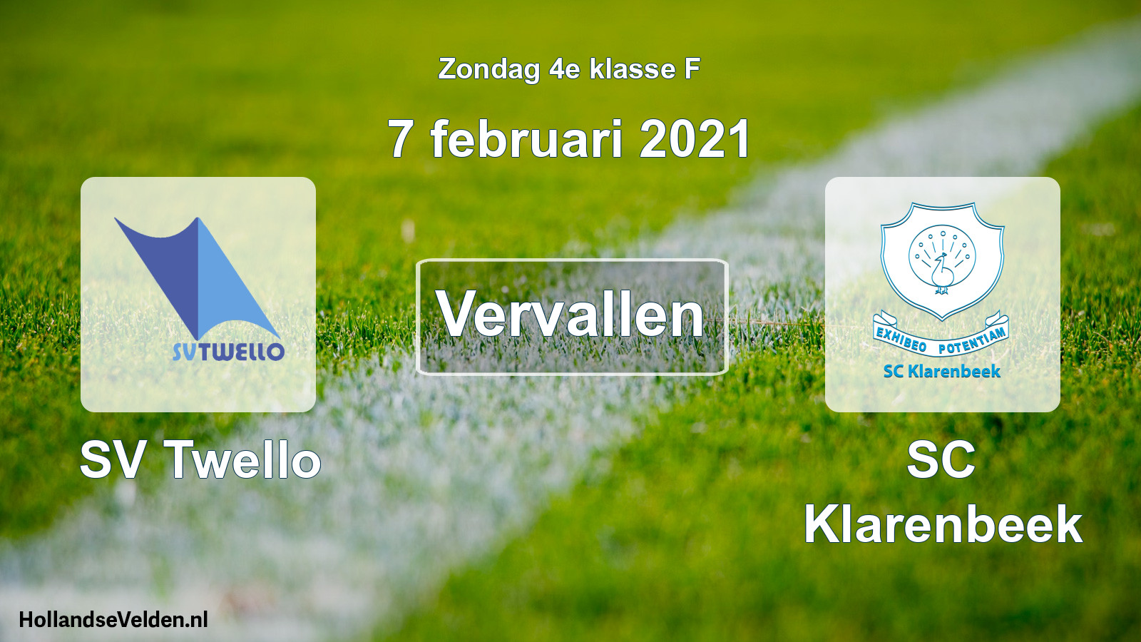 Scheduled Match: SV Twello - SC Klarenbeek (7 February 2021)