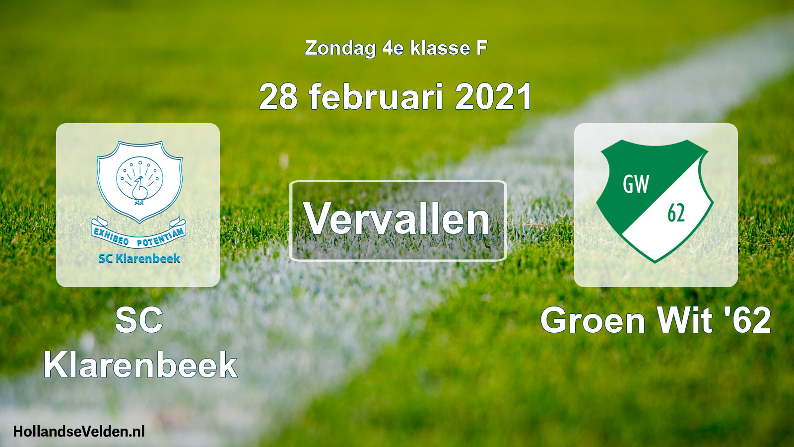 Scheduled Match: SC Klarenbeek - Groen Wit '62 (28 February 2021)