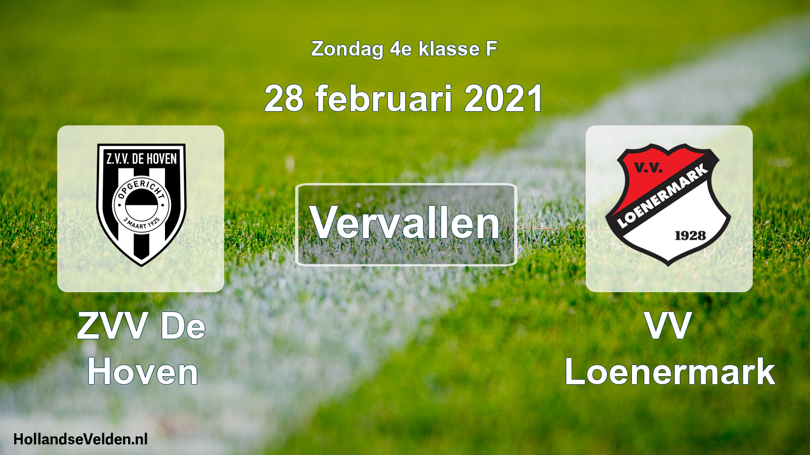 Scheduled Match: ZVV De Hoven - VV Loenermark (28 February 2021)
