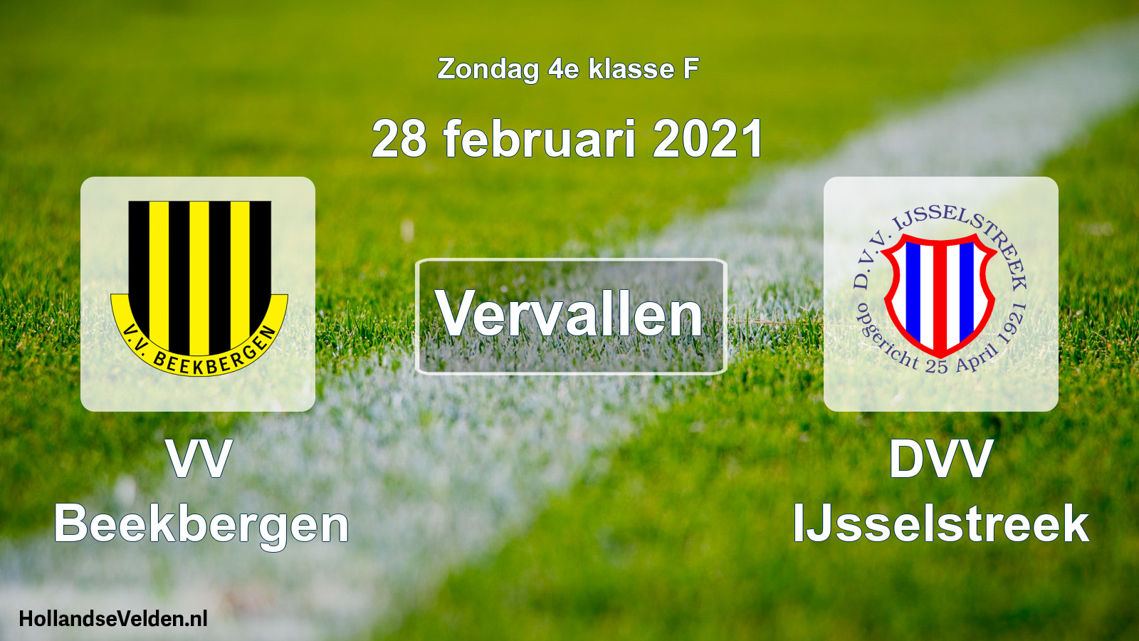 Scheduled Match: VV Beekbergen - DVV IJsselstreek (28 February 2021)