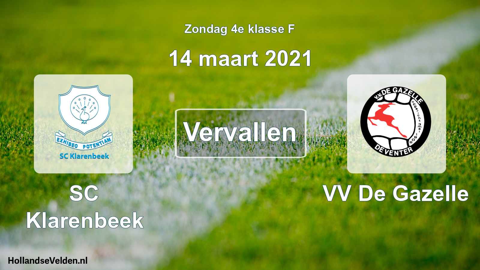 Scheduled Match: SC Klarenbeek - VV De Gazelle (14 March 2021)