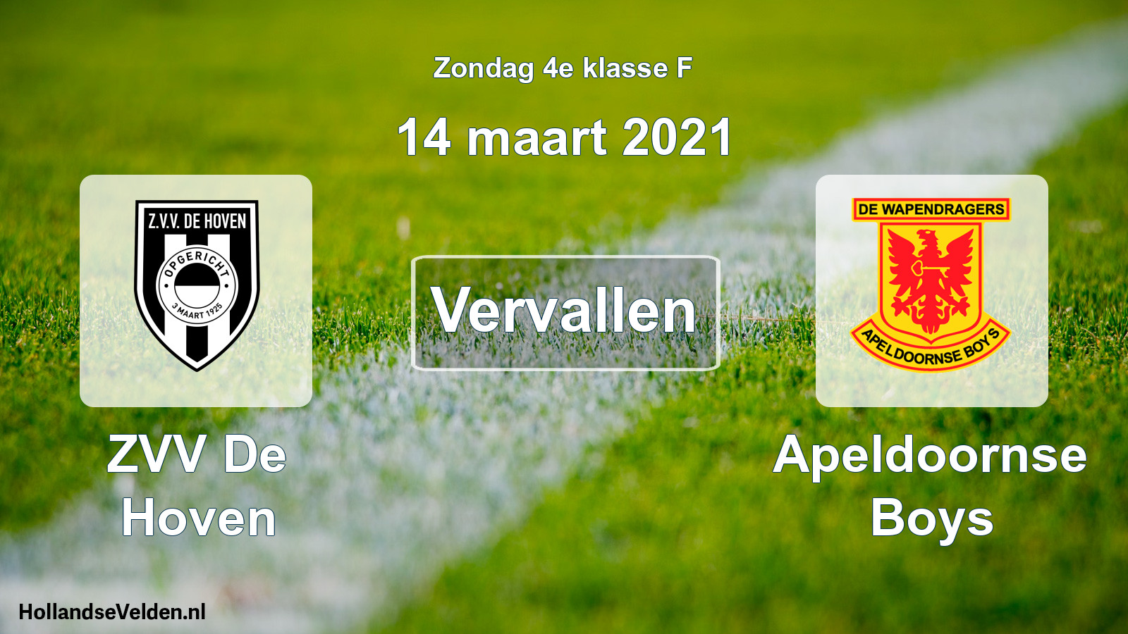 Scheduled Match: ZVV De Hoven - Apeldoornse Boys (14 March 2021)