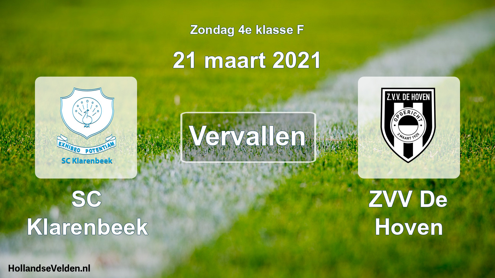 Scheduled Match: SC Klarenbeek - ZVV De Hoven (21 March 2021)