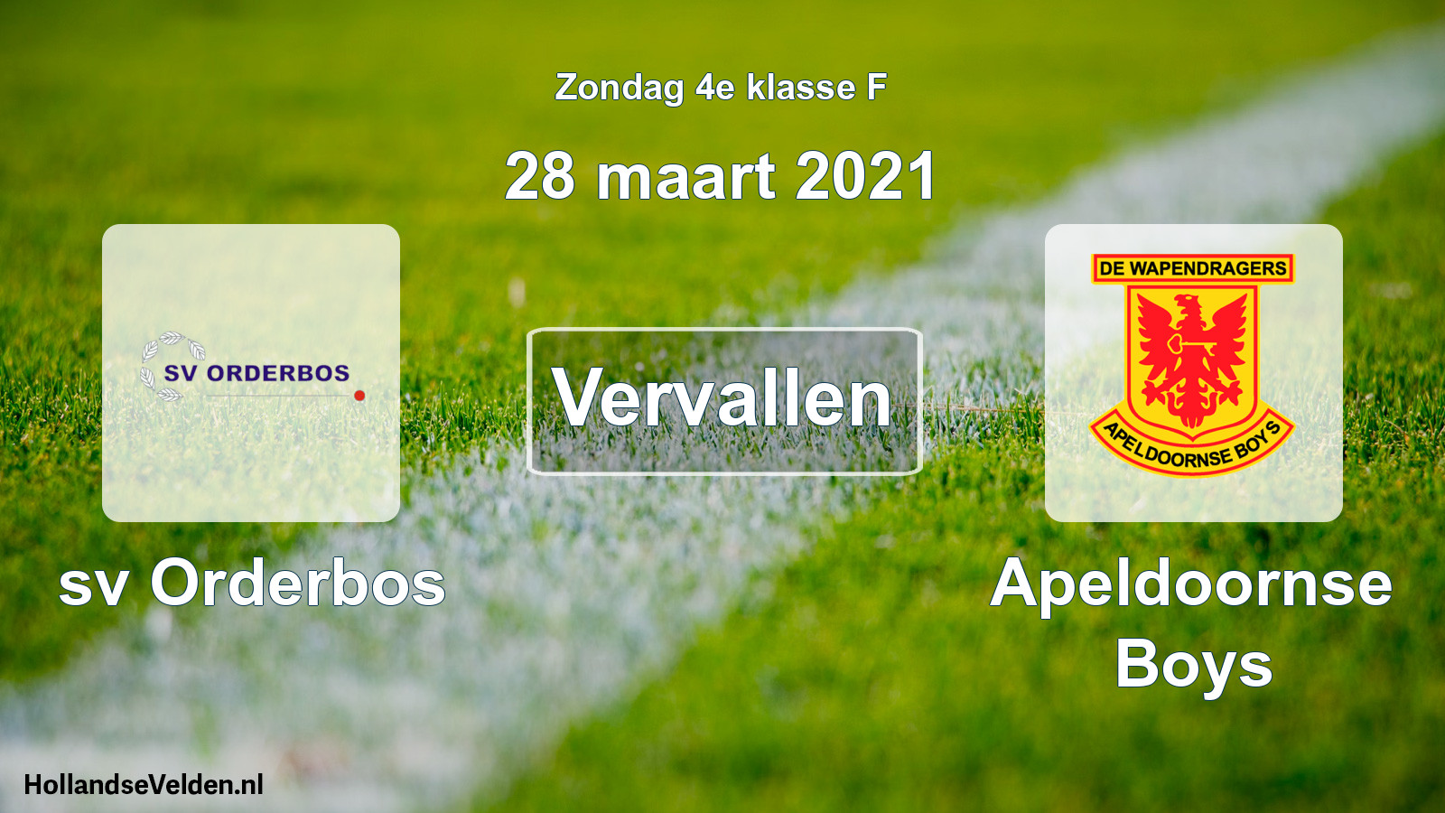 Scheduled Match: sv Orderbos - Apeldoornse Boys (28 March 2021)