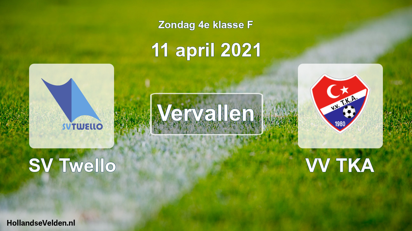 Scheduled Match: SV Twello - VV TKA (11 April 2021)