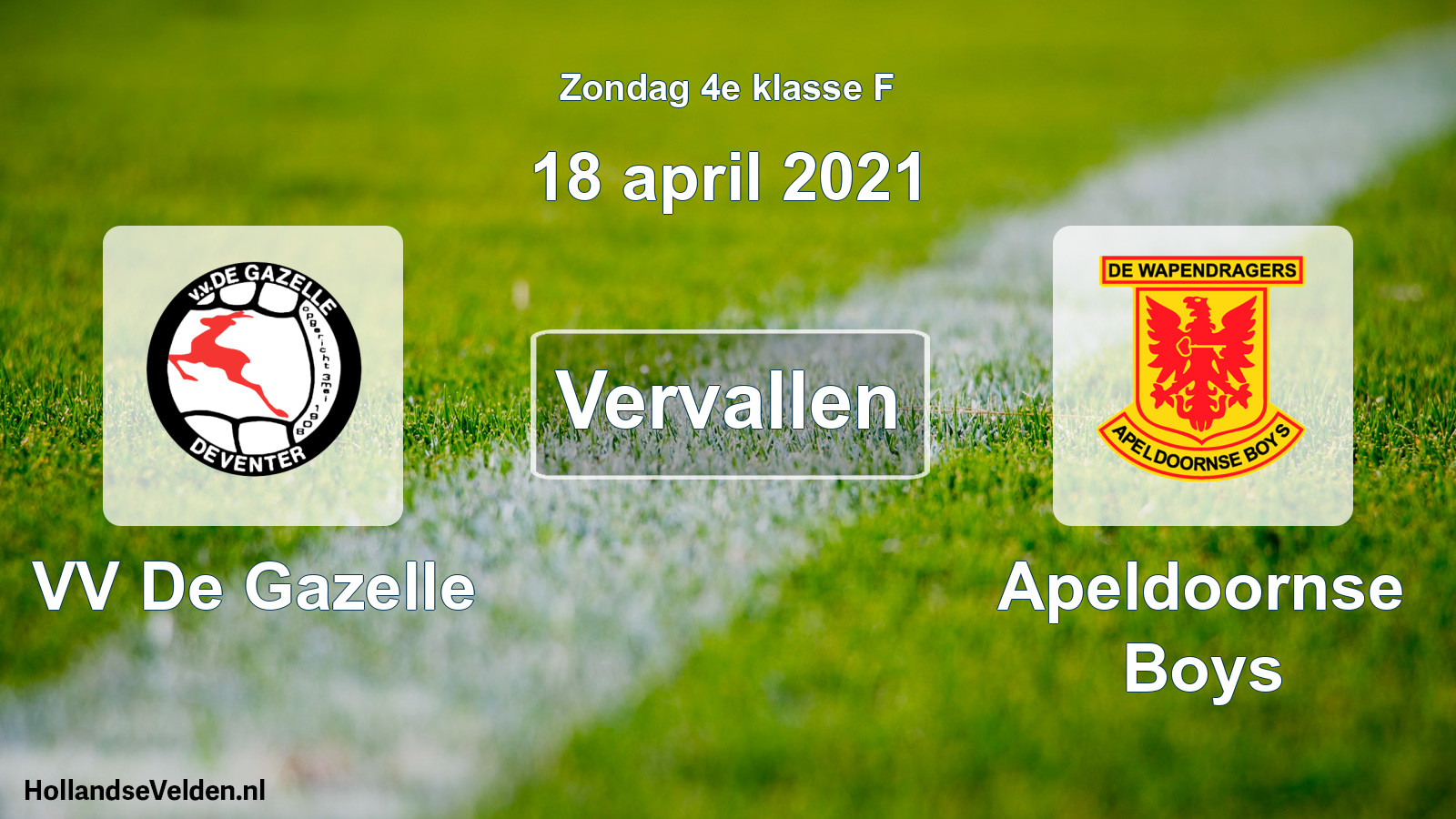 Scheduled Match: VV De Gazelle - Apeldoornse Boys (18 April 2021)