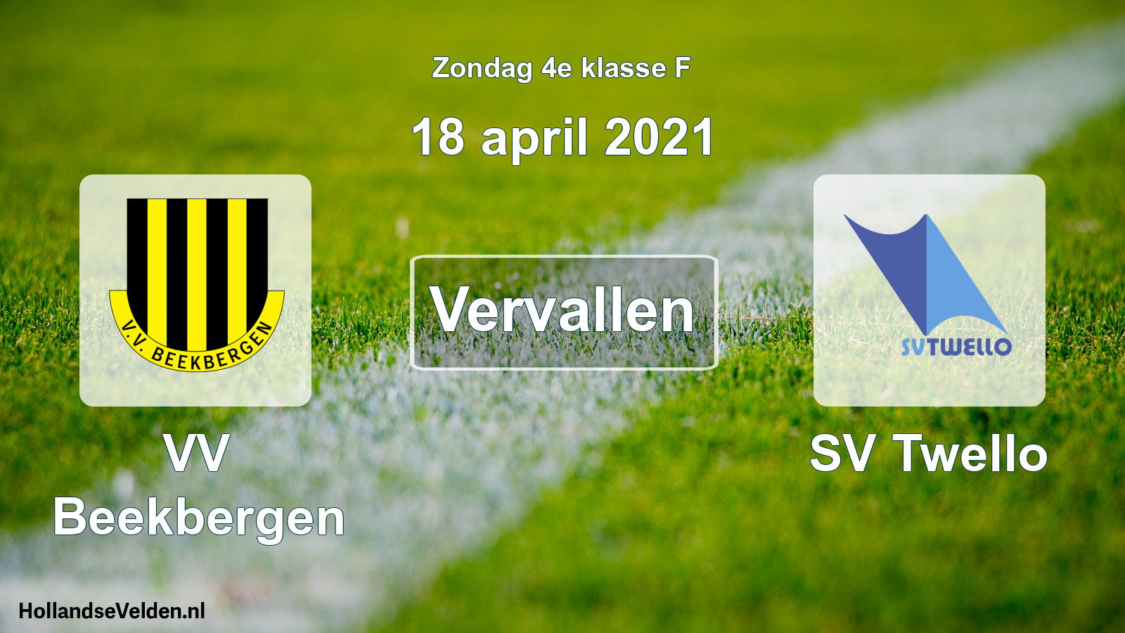 Scheduled Match: VV Beekbergen - SV Twello (18 April 2021)