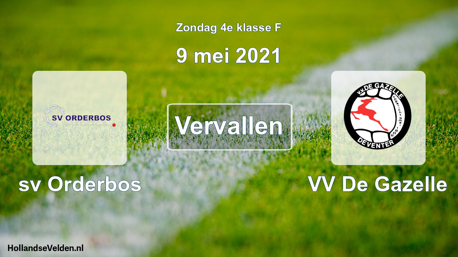 Scheduled Match: sv Orderbos - VV De Gazelle (9 May 2021)