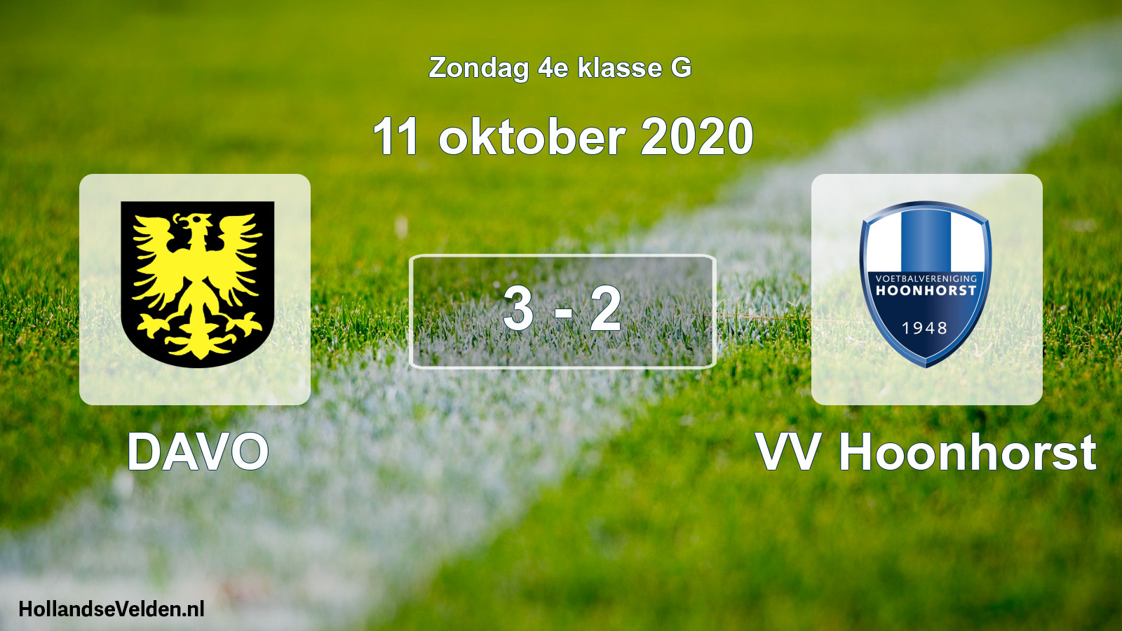 Total number of matches played: DAVO - VV Hoonhorst 3 - 2 (11 October 2020)