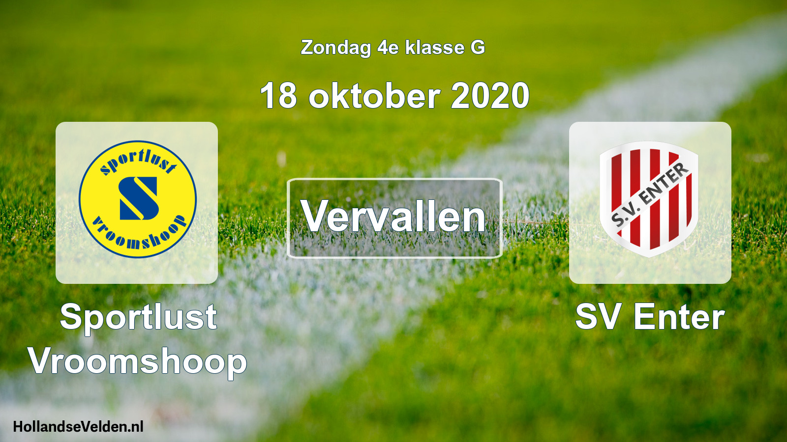 Scheduled Match: Sportlust Vroomshoop - SV Enter (18 October 2020)