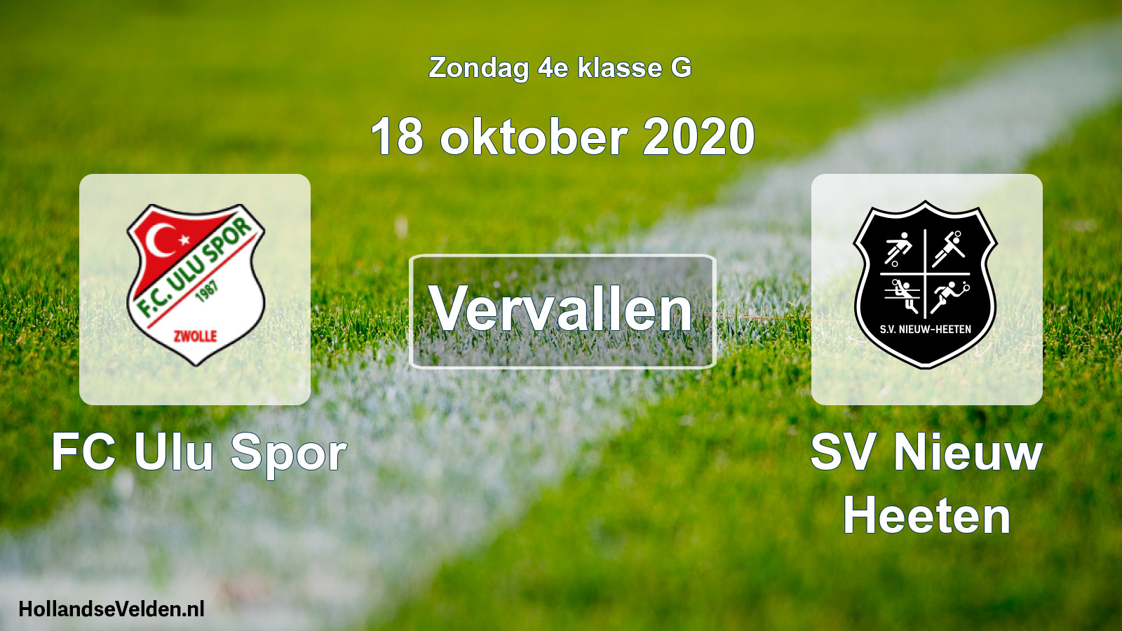 Scheduled Match: FC Ulu Spor - SV Nieuw Heeten (18 October 2020)