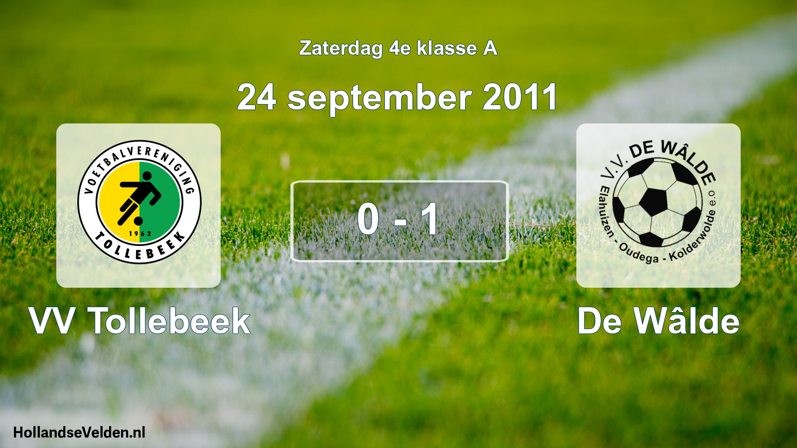 Total number of matches played: VV Tollebeek - De Wâlde 0 - 1 (24 September 2011)