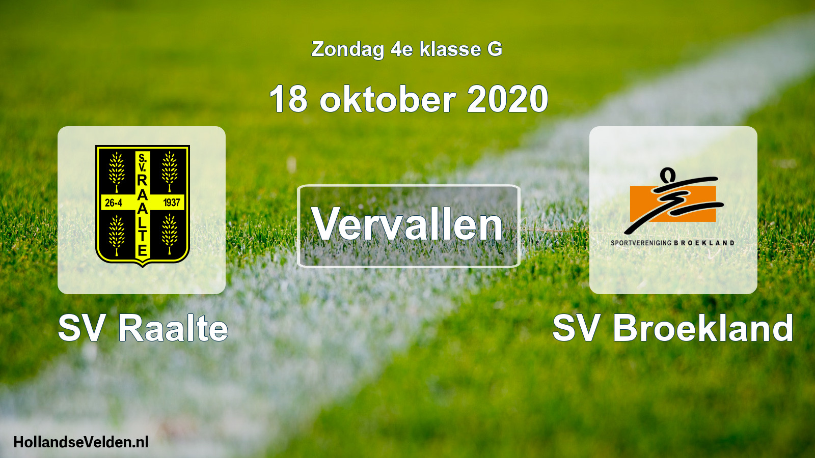 Scheduled Match: SV Raalte - SV Broekland (18 October 2020)