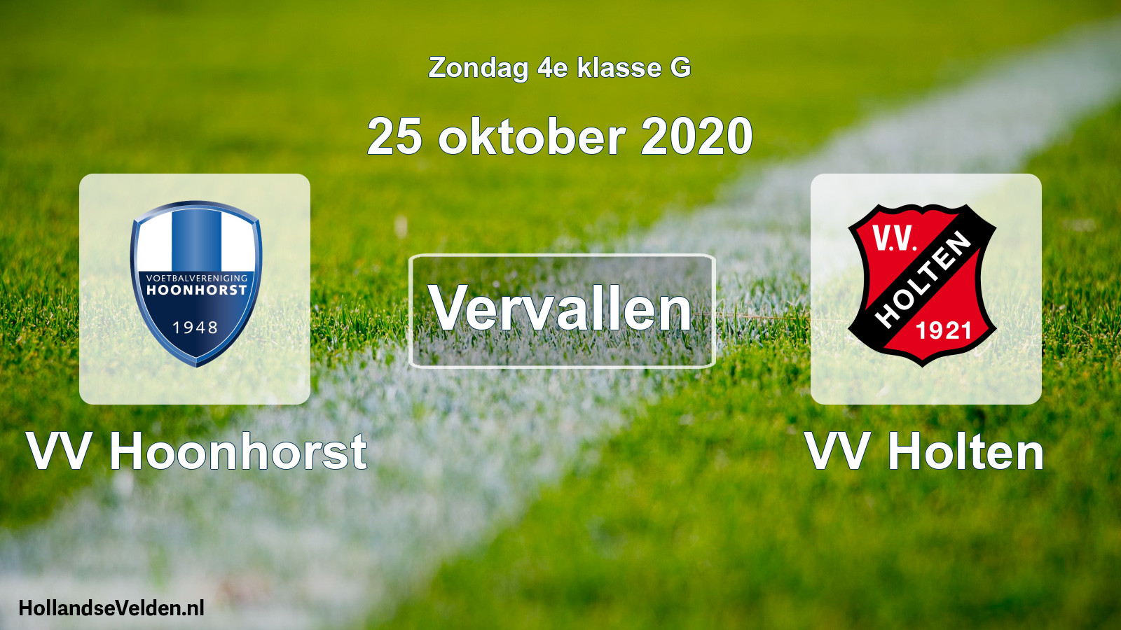 Scheduled Match: VV Hoonhorst - VV Holten (25 October 2020)