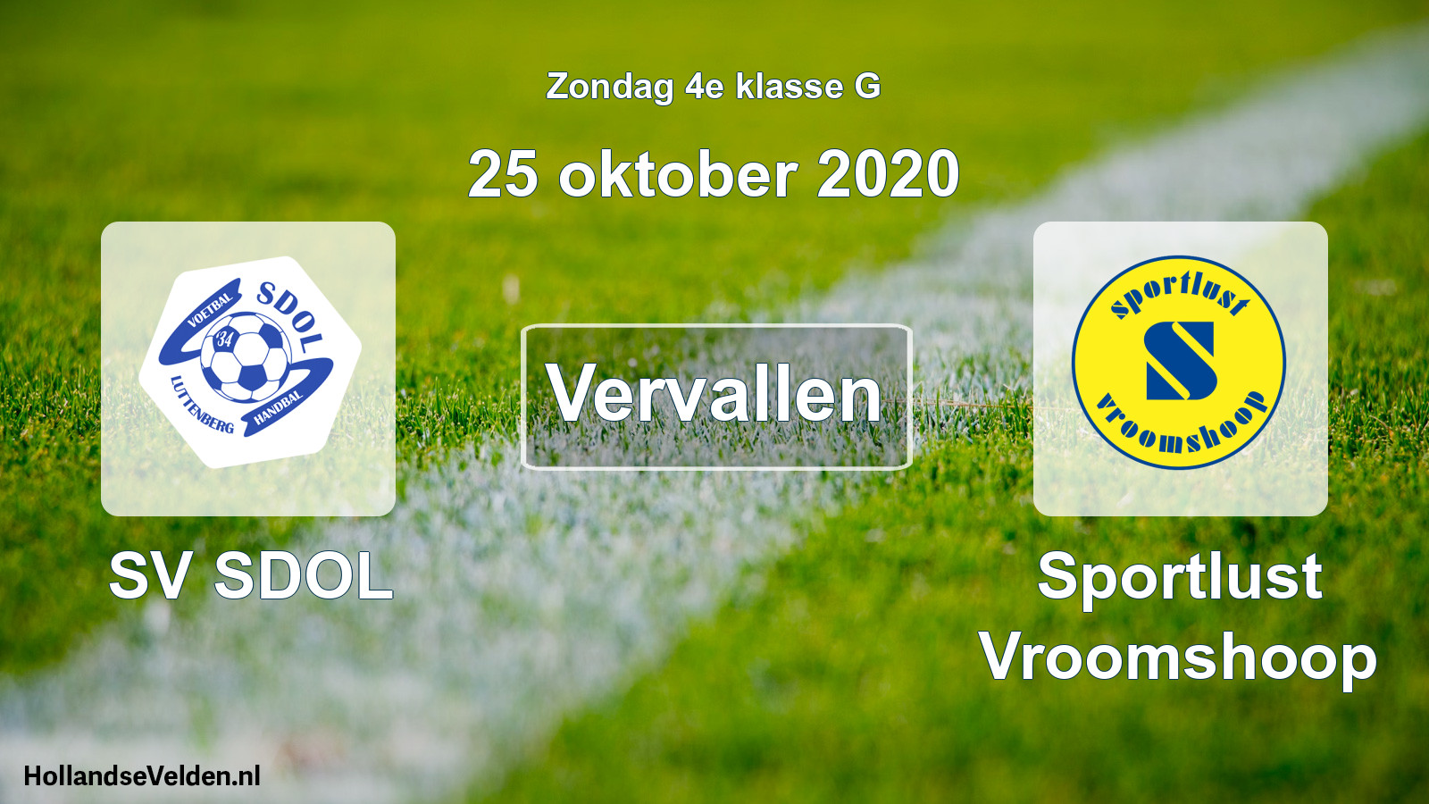 Scheduled Match: SV SDOL - Sportlust Vroomshoop (25 October 2020)