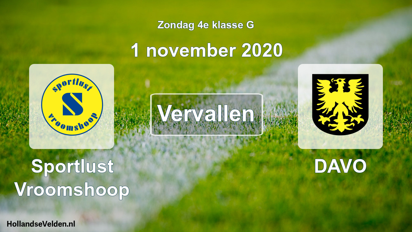 Scheduled Match: Sportlust Vroomshoop - DAVO (1 November 2020)