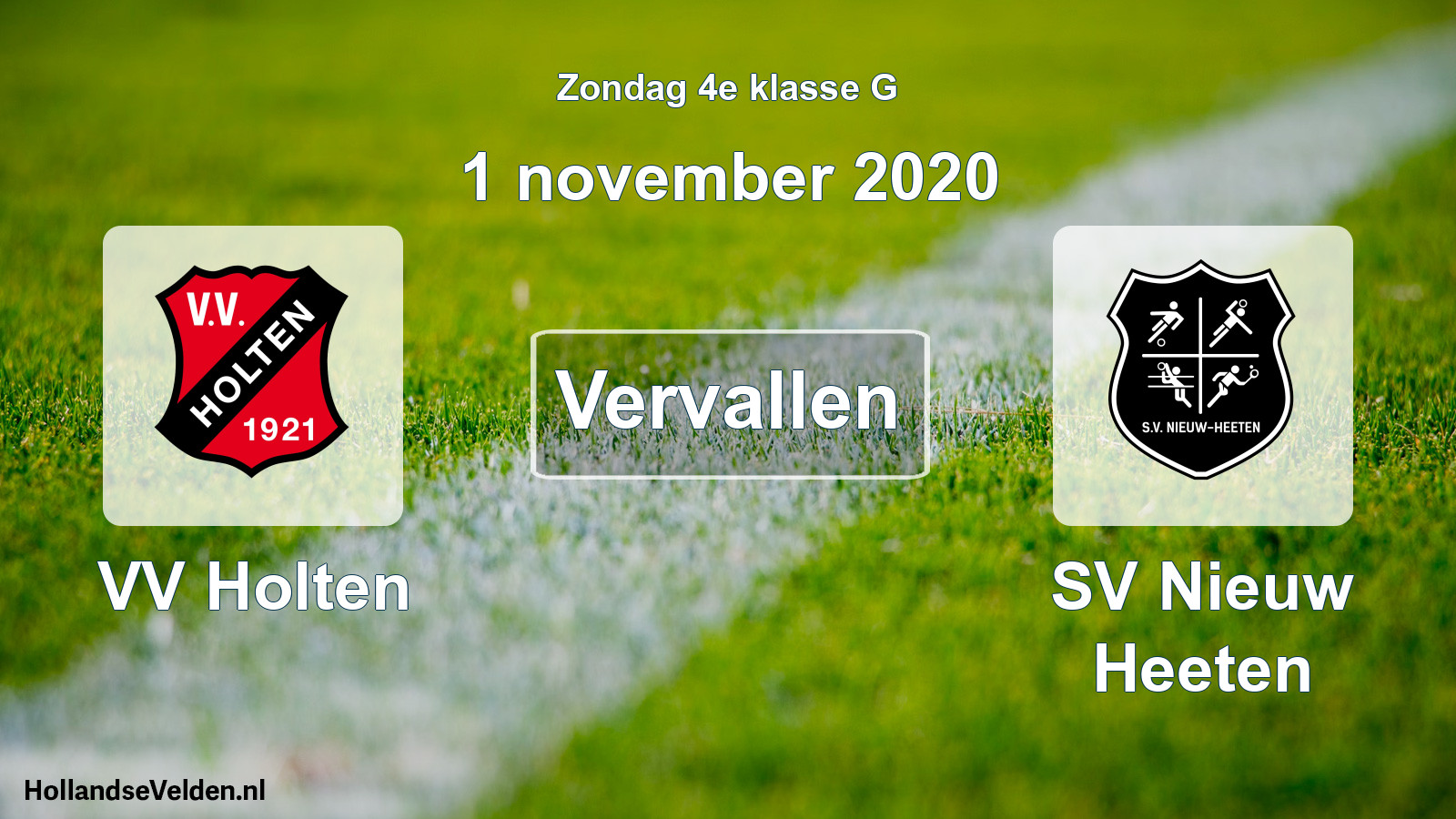 Scheduled Match: VV Holten - SV Nieuw Heeten (1 November 2020)