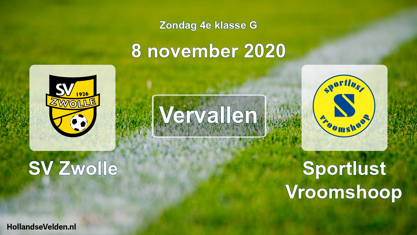 Scheduled Match: SV Zwolle - Sportlust Vroomshoop (8 November 2020)