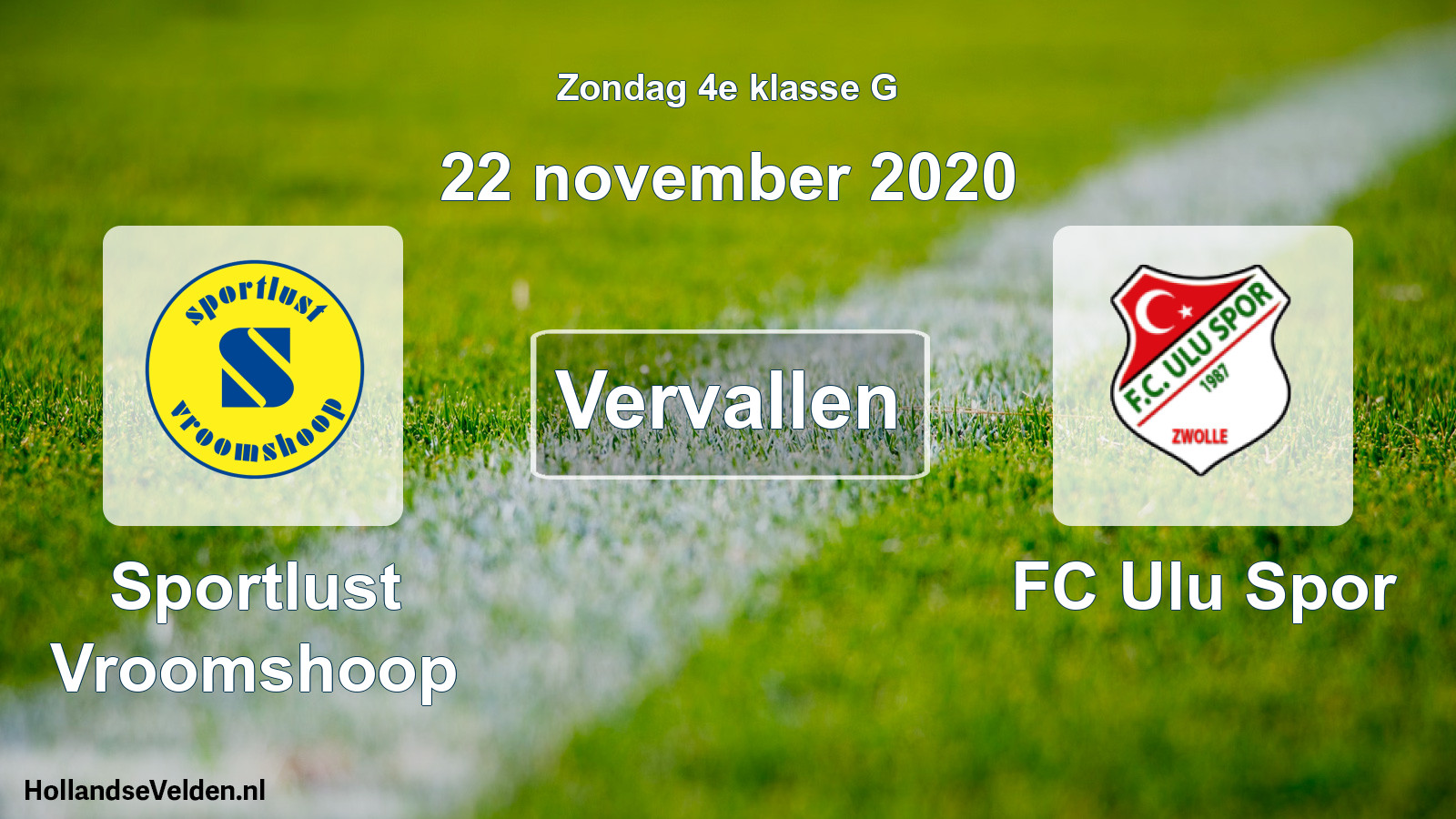 Scheduled Match: Sportlust Vroomshoop - FC Ulu Spor (22 November 2020)