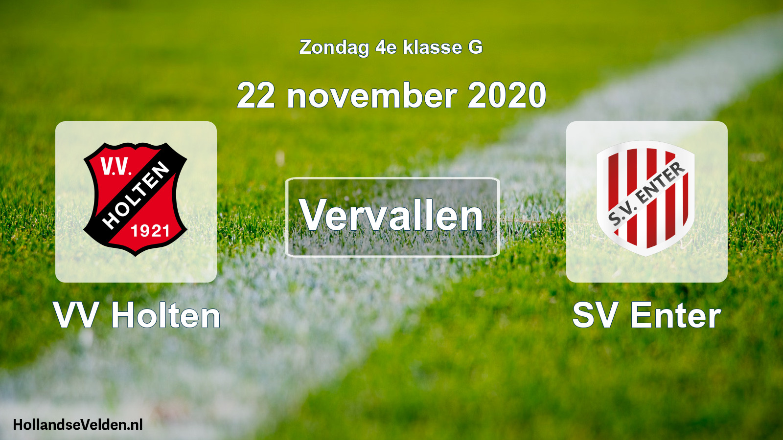 Scheduled Match: VV Holten - SV Enter (22 November 2020)