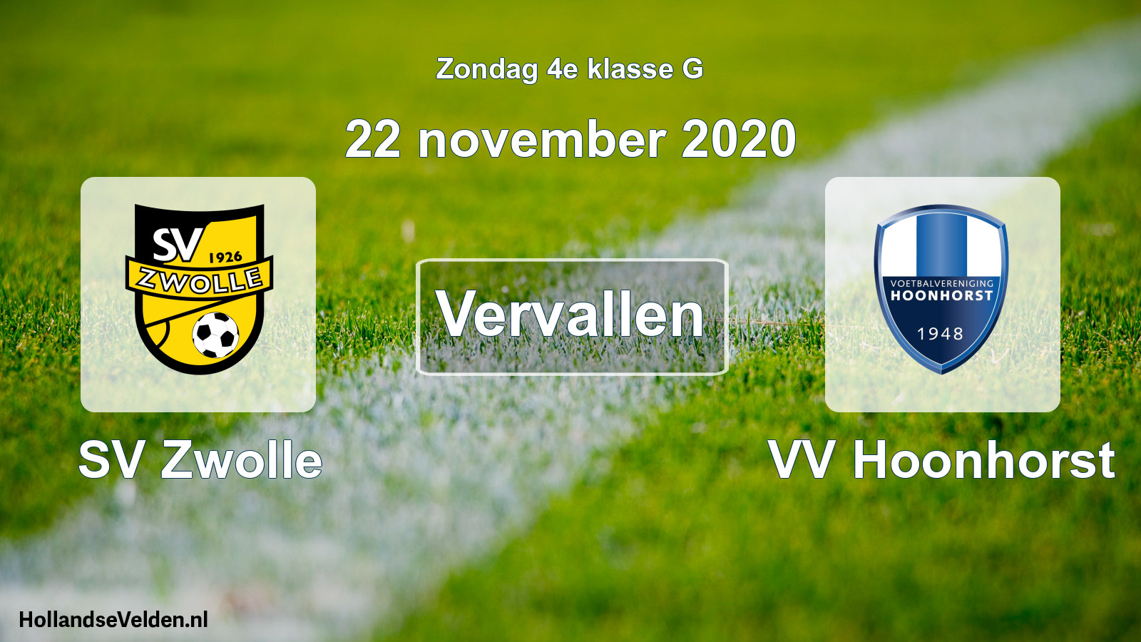 Scheduled Match: SV Zwolle - VV Hoonhorst (22 November 2020)