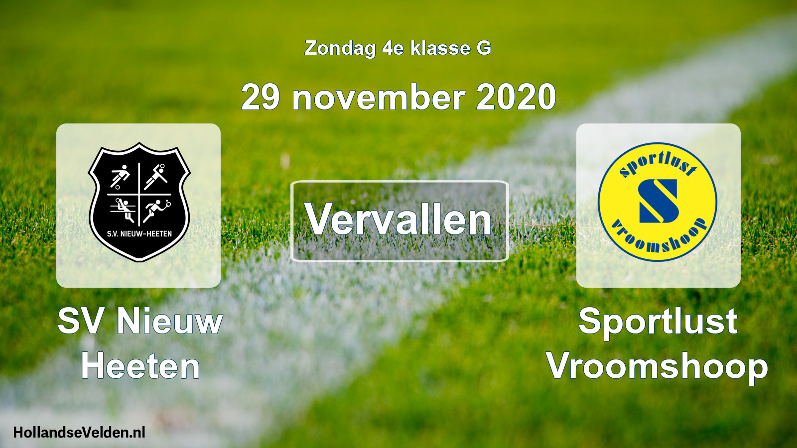 Scheduled Match: SV Nieuw Heeten - Sportlust Vroomshoop (29 November 2020)