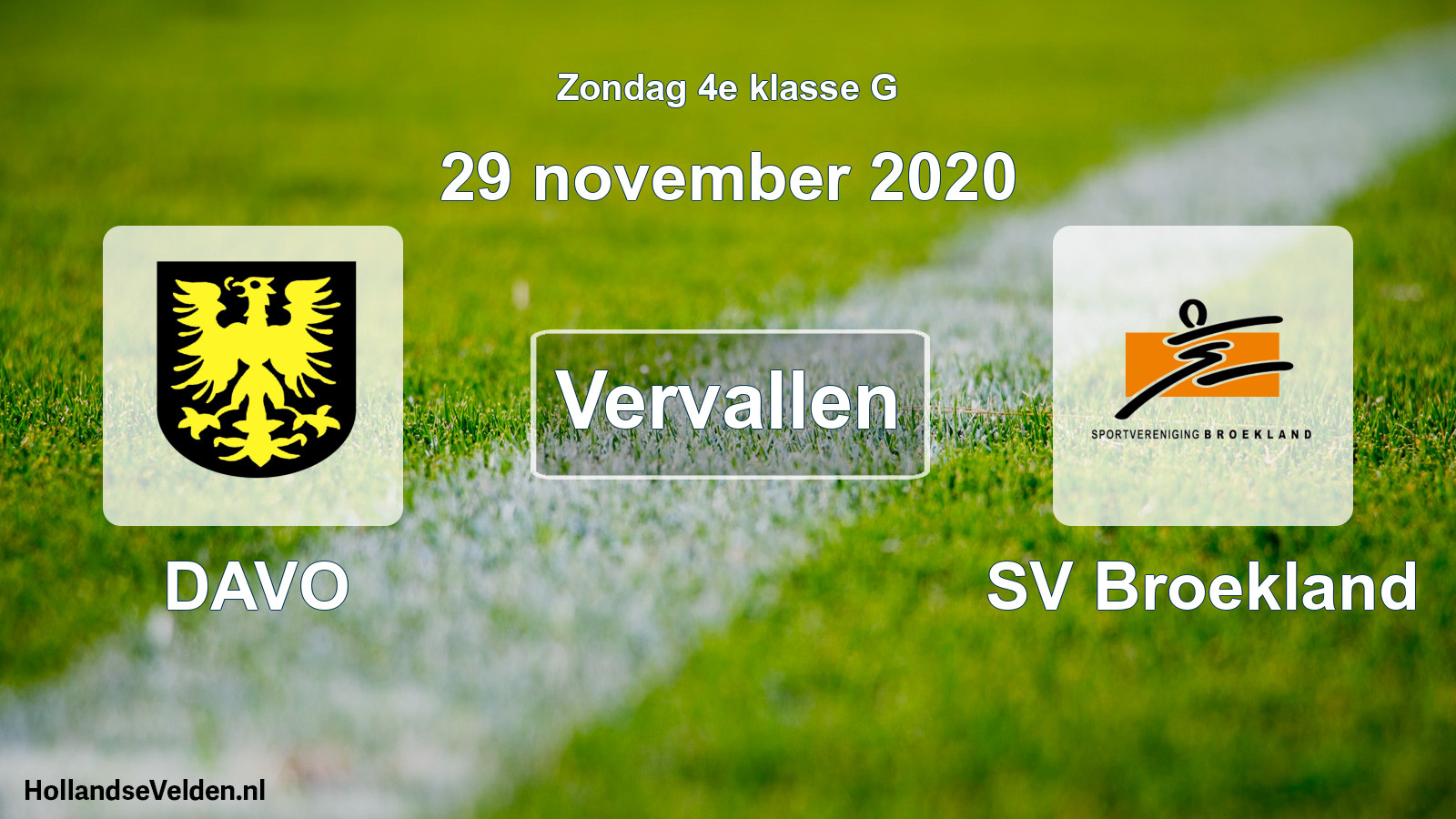 Scheduled Match: DAVO - SV Broekland (29 November 2020)