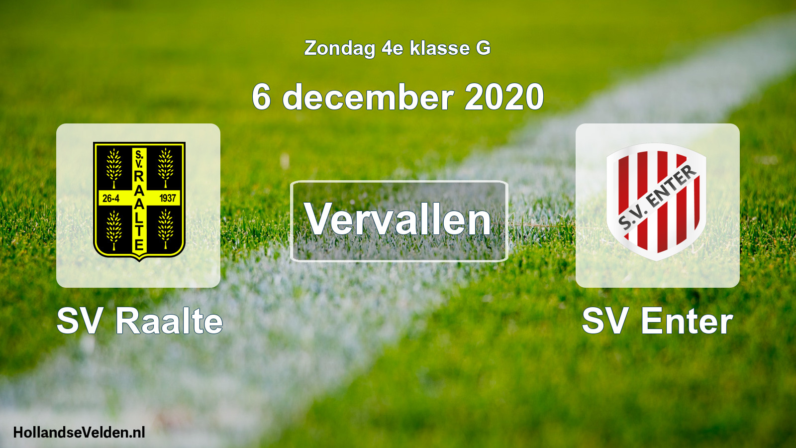 Scheduled Match: SV Raalte - SV Enter (6 December 2020)