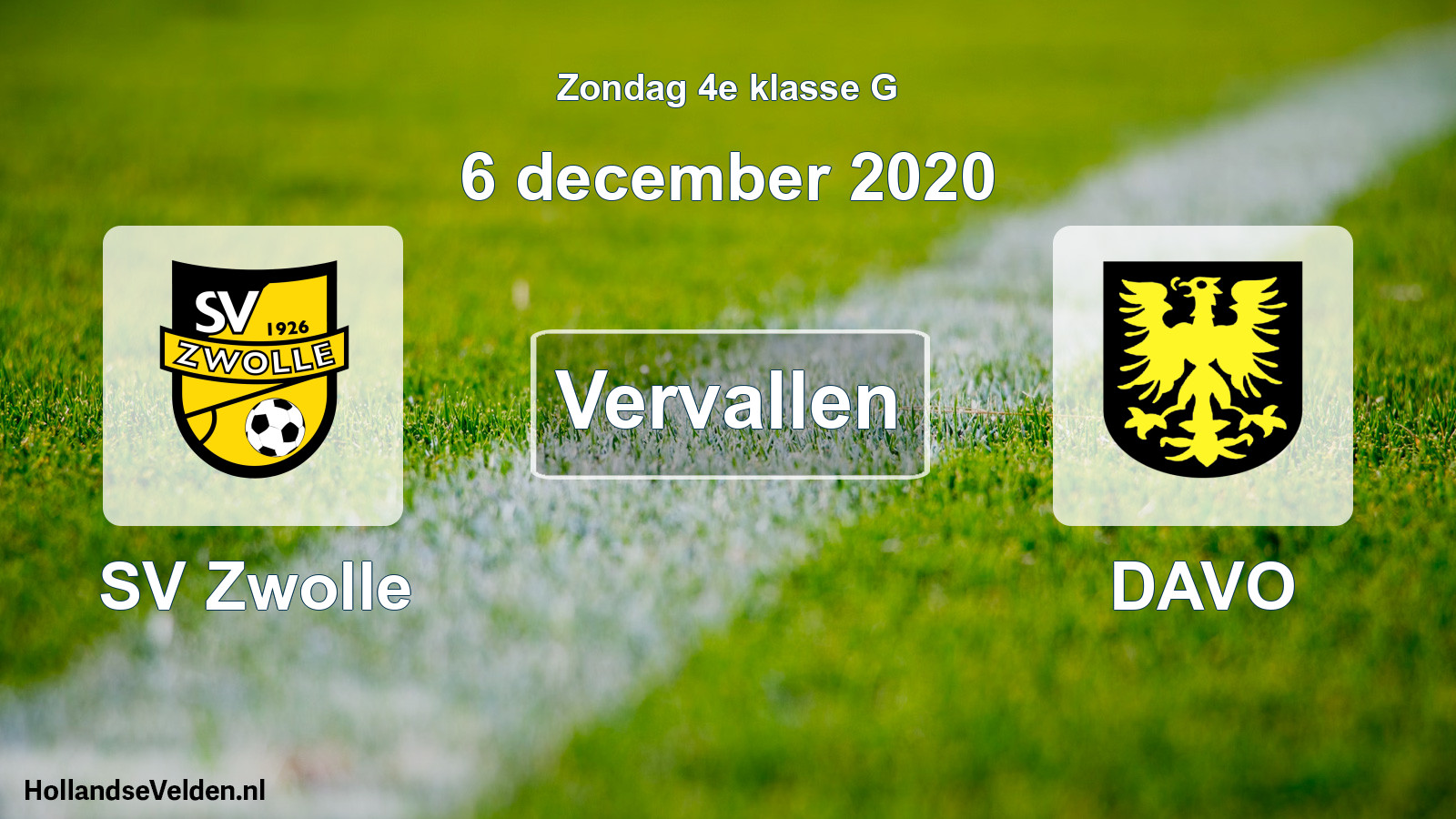 Scheduled Match: SV Zwolle - DAVO (6 December 2020)