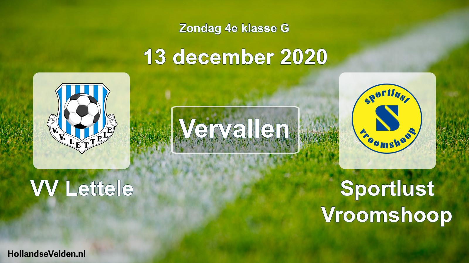 Scheduled Match: VV Lettele - Sportlust Vroomshoop (13 December 2020)