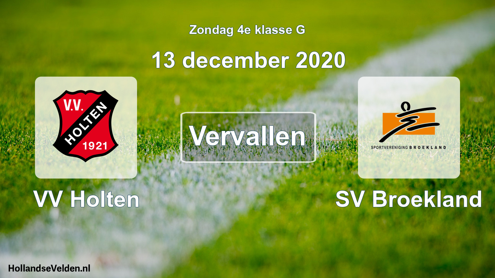 Scheduled Match: VV Holten - SV Broekland (13 December 2020)