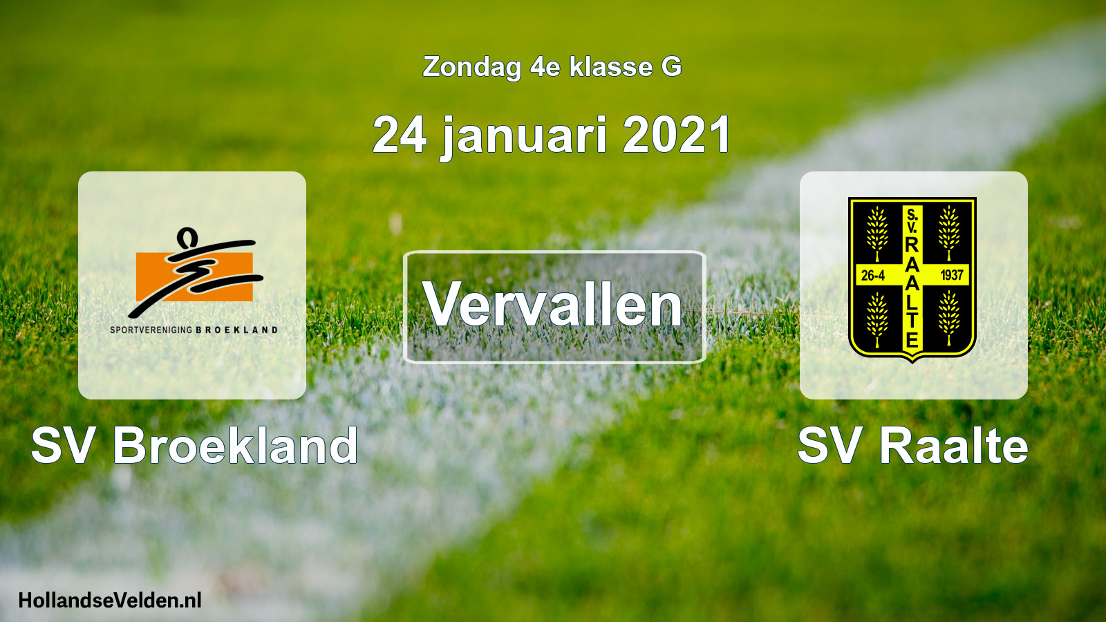 Scheduled Match: SV Broekland - SV Raalte (24 January 2021)