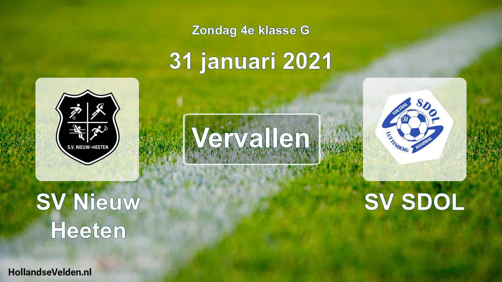 Scheduled Match: SV Nieuw Heeten - SV SDOL (31 January 2021)