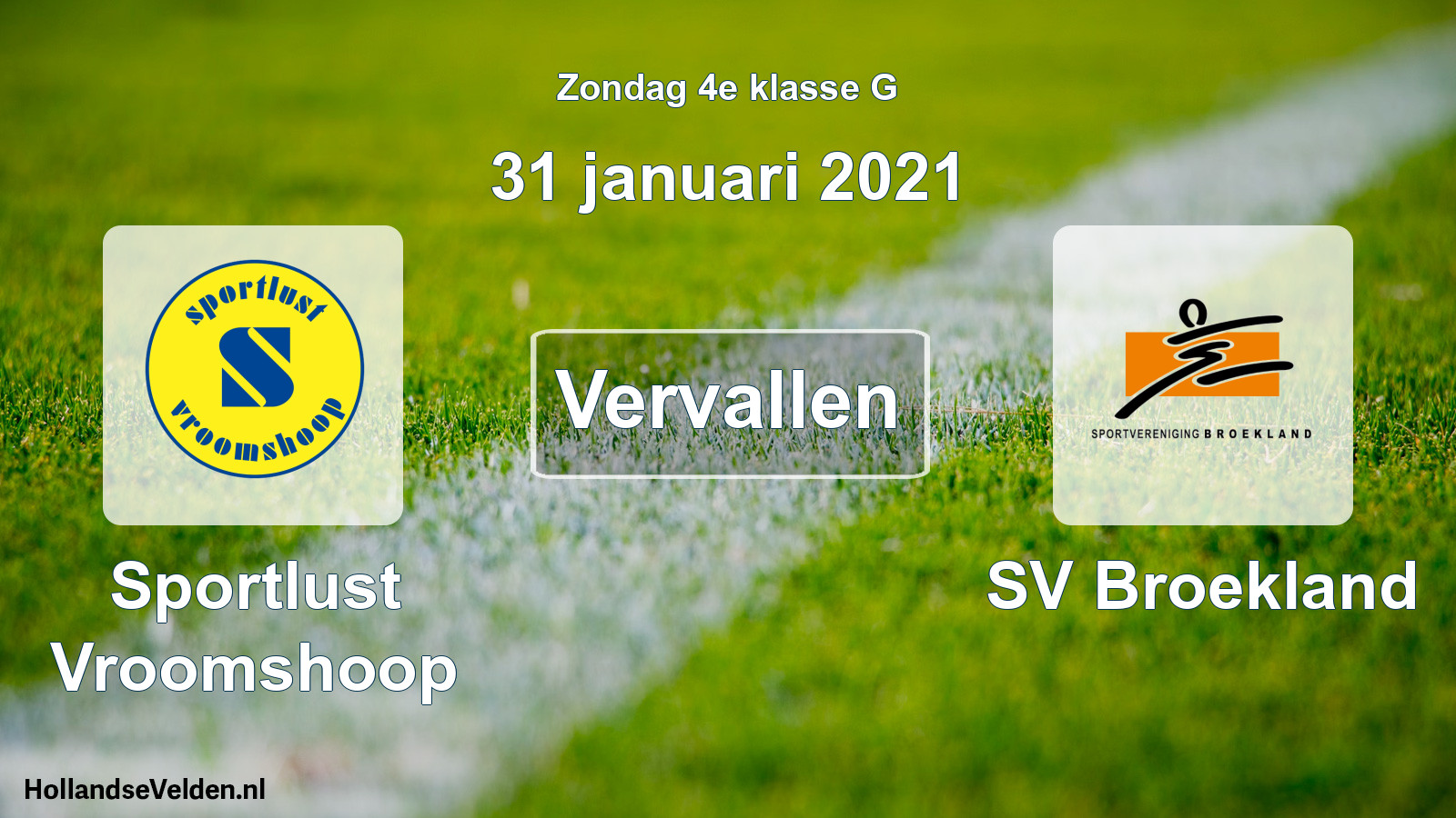 Scheduled Match: Sportlust Vroomshoop - SV Broekland (31 January 2021)