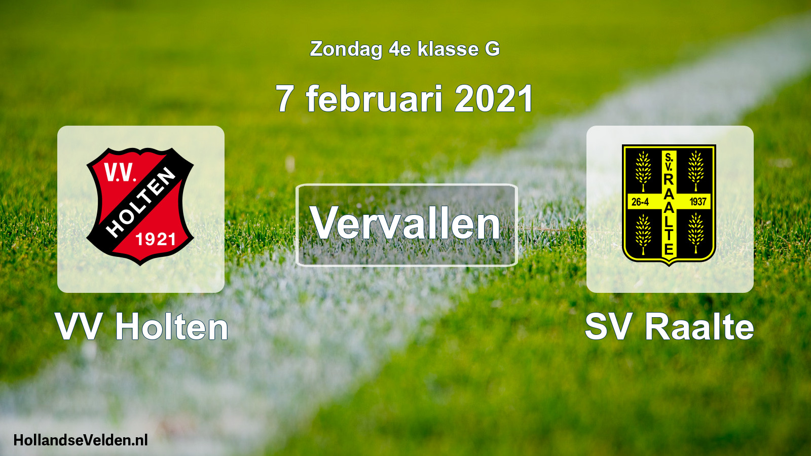 Scheduled Match: VV Holten - SV Raalte (7 February 2021)