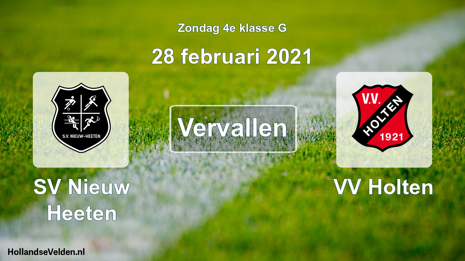 Scheduled Match: SV Nieuw Heeten - VV Holten (28 February 2021)