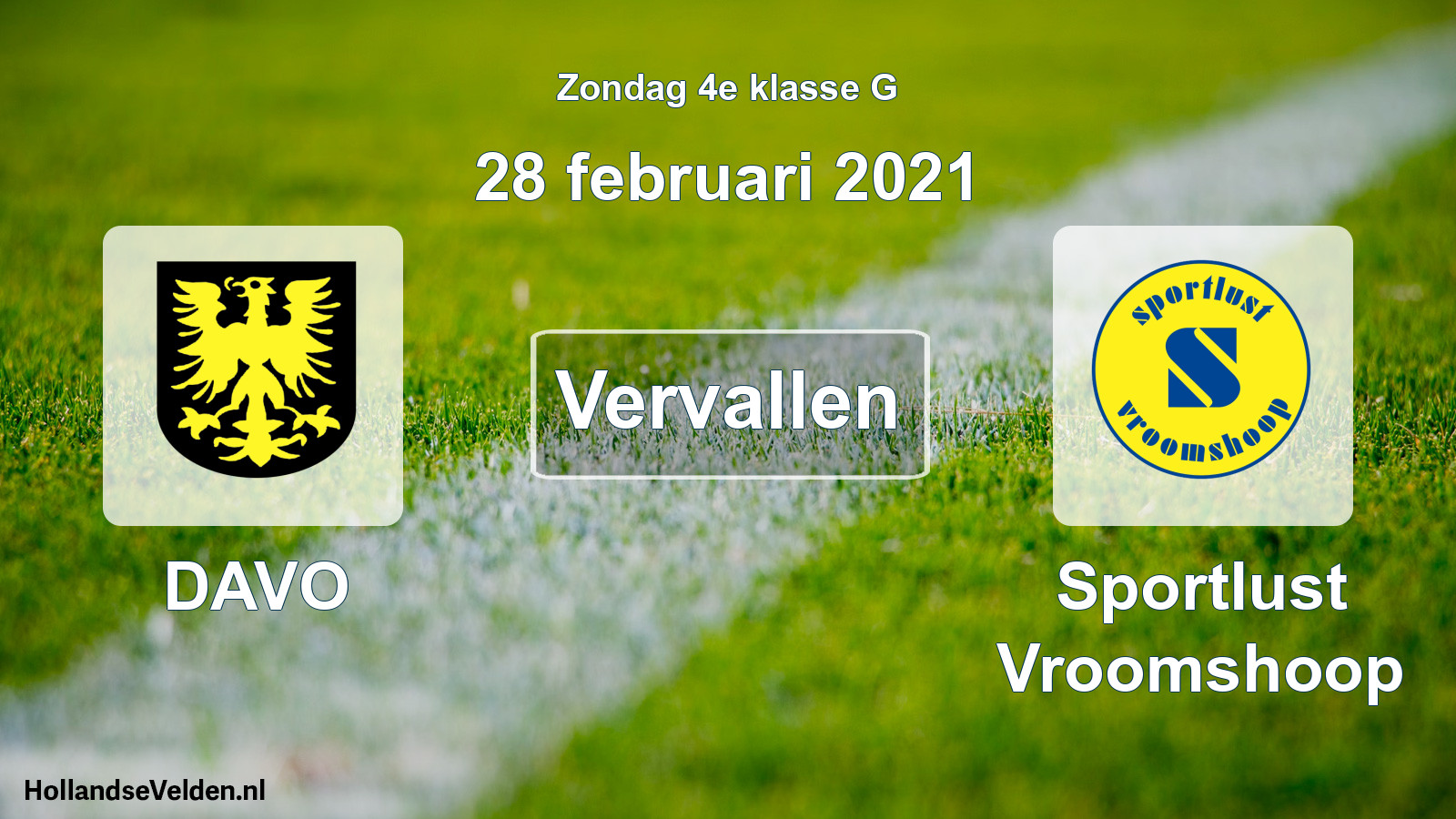 Scheduled Match: DAVO - Sportlust Vroomshoop (28 February 2021)