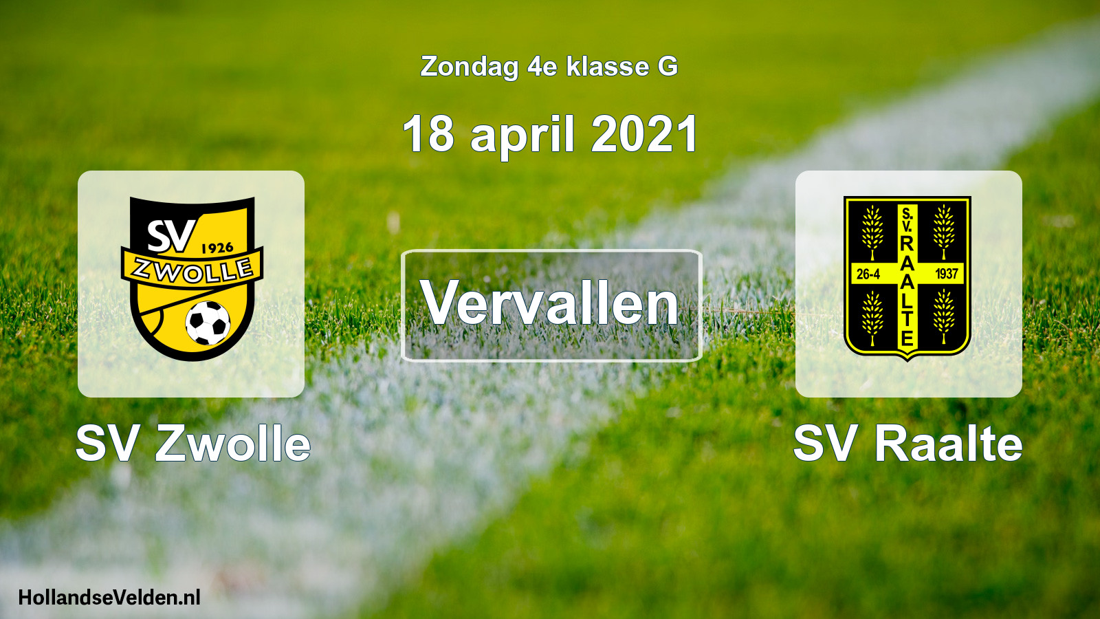 Scheduled Match: SV Zwolle - SV Raalte (18 April 2021)