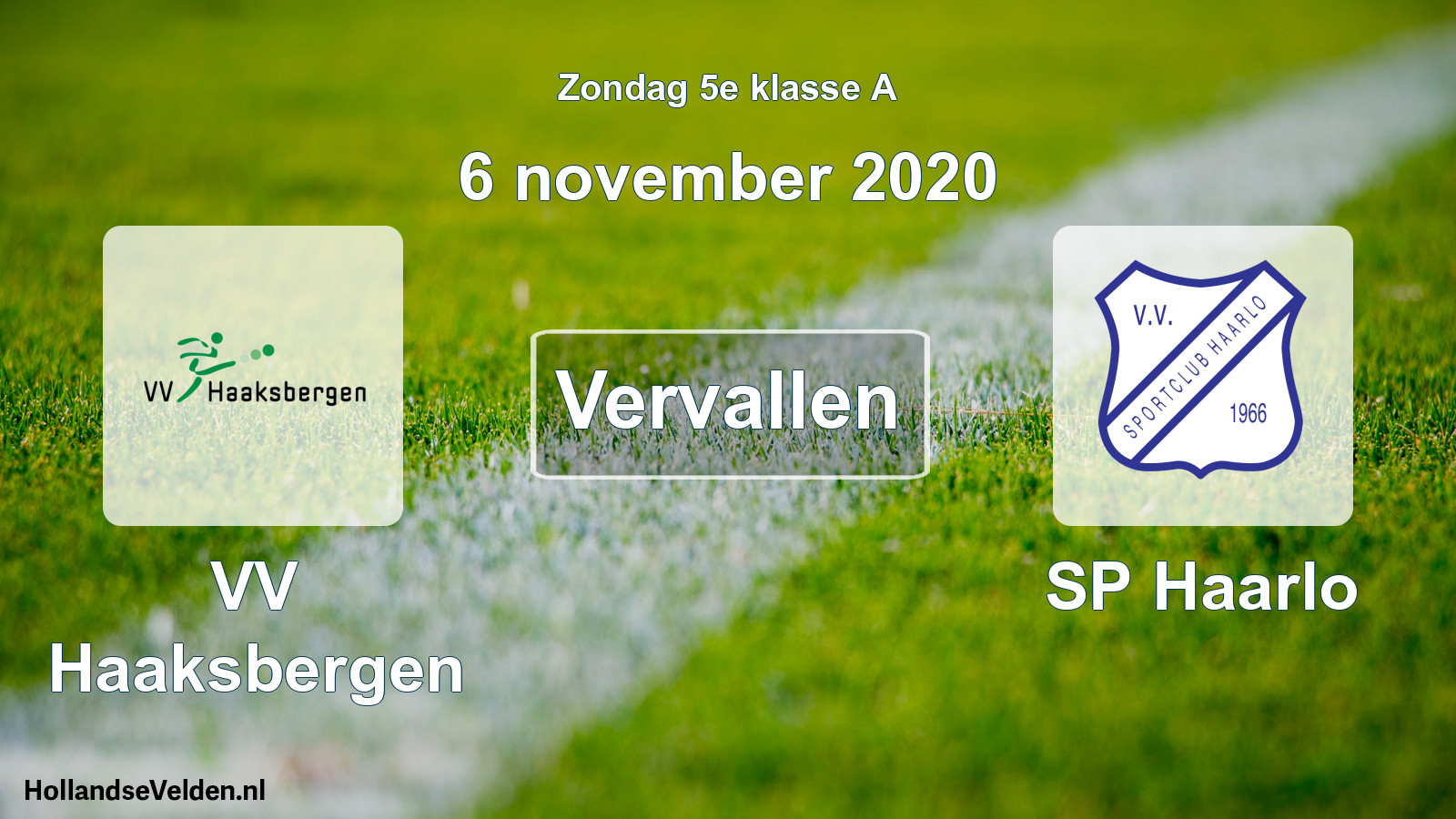 Scheduled Match: VV Haaksbergen - SP Haarlo (6 November 2020)