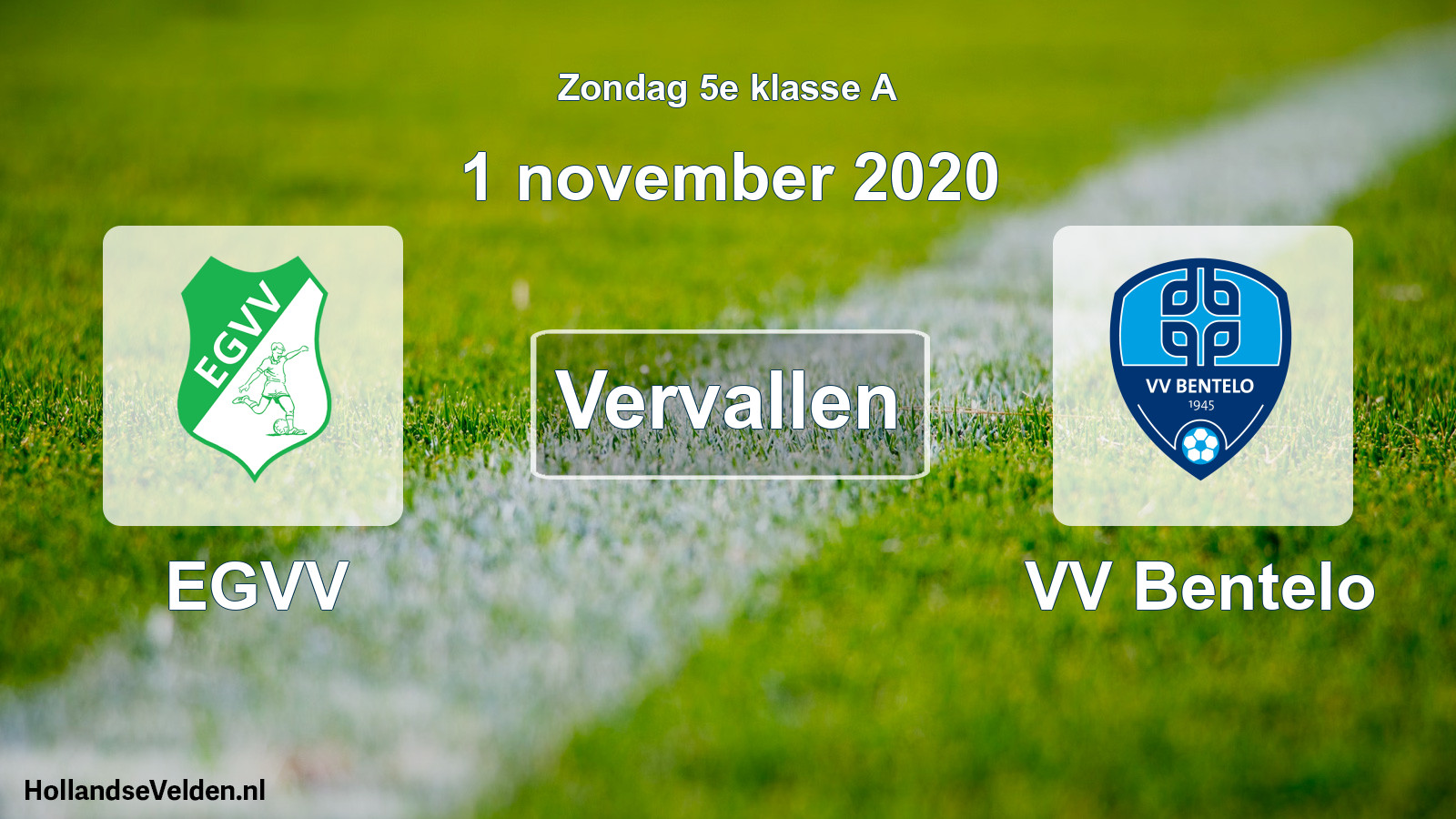 Scheduled Match: EGVV - VV Bentelo (1 November 2020)