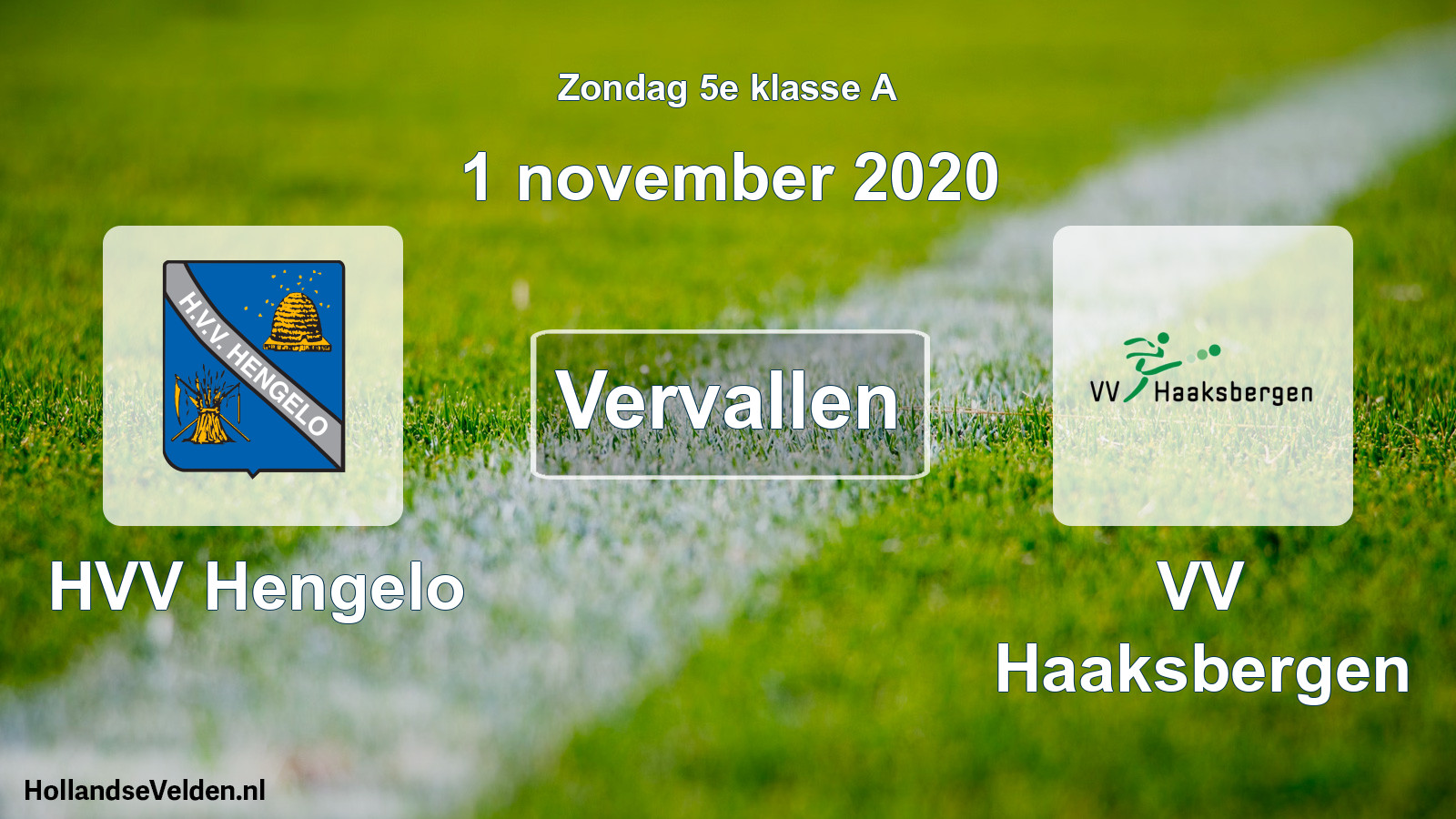 Scheduled Match: HVV Hengelo - VV Haaksbergen (1 November 2020)