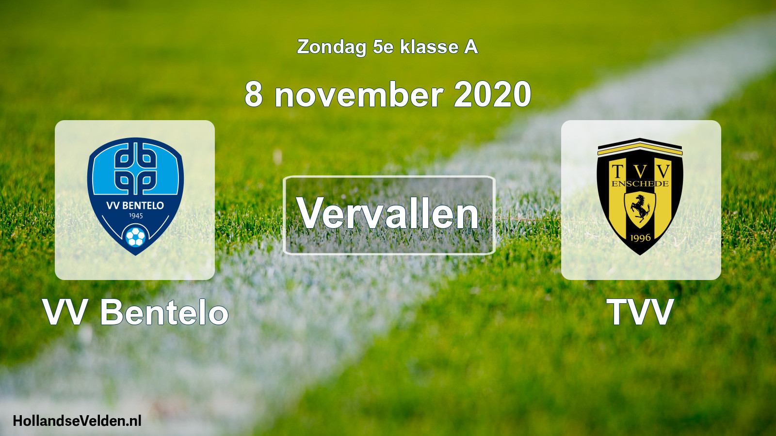 Scheduled Match: VV Bentelo - TVV (8 November 2020)